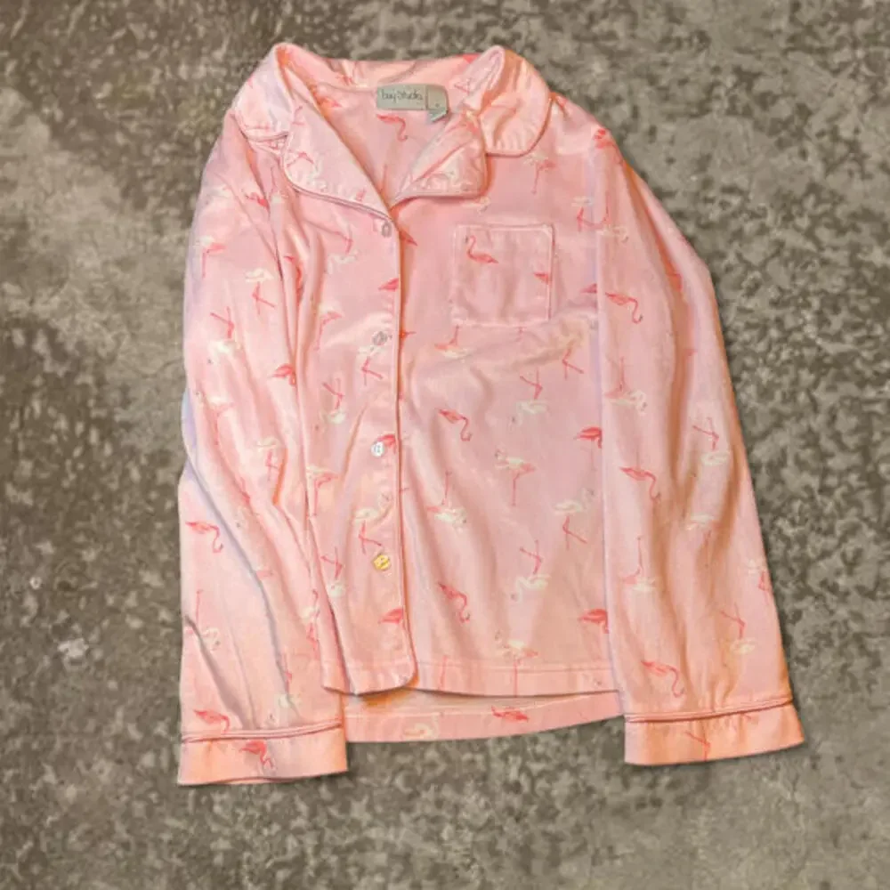 Adorable Pink Flamingo Print Pajama Top Soft Cozy Lounge Bay Studio Sz Medium